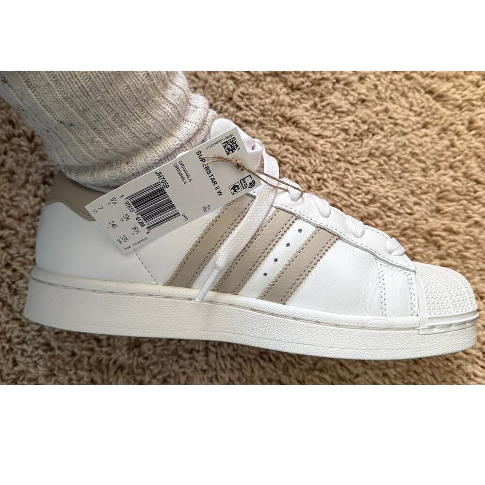 Classic Adidas Superstar II Shell Toe White & Wonder Beige Women’s 7 Brand New - Picture 9 of 13